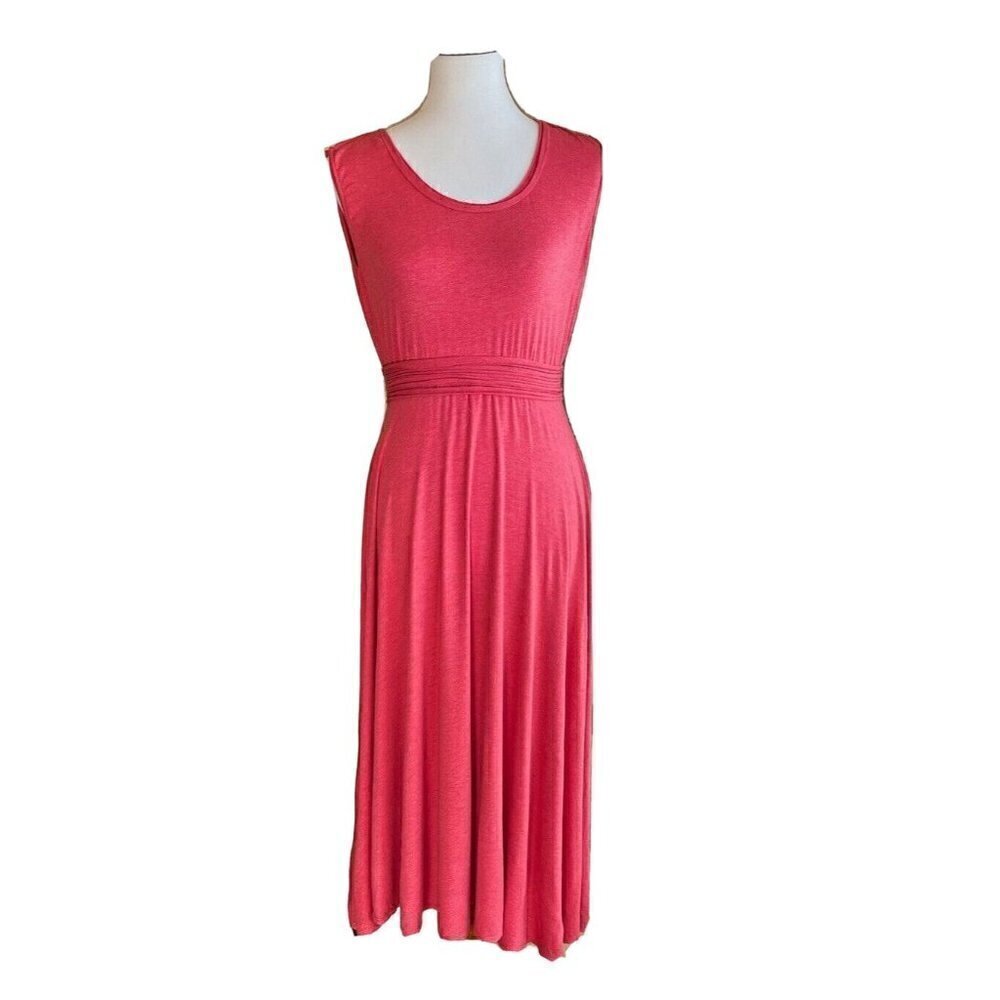 Max Studio Women's Heather Scarlet Fitted Sleeveless Flared Jersey Dress Size L
